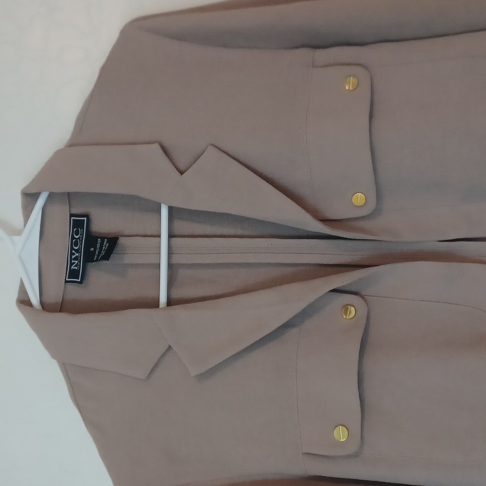 NWT New York Clothing Co Tan Business Casual Jacket With Tie Womans Size Small - Picture 2 of 6